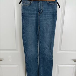 Frame Denim Le High Straight Long Jeans in Raw Fray